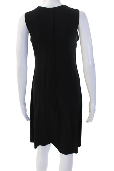 Norma Kamali Women Shift Tank Dress Black Sleeveless Zip Round Neck Size XS