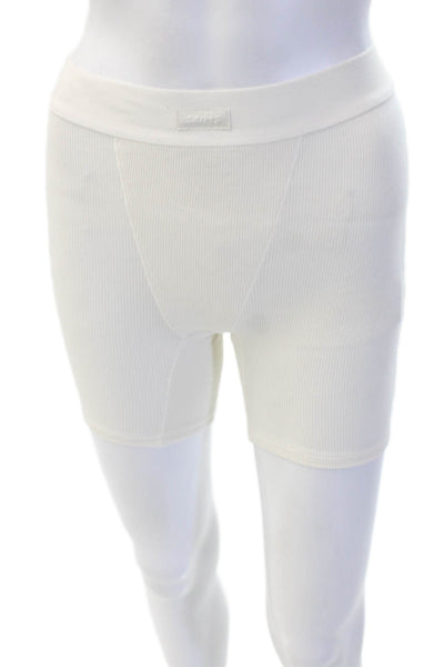 Skims Unisex Boxer Briefs White Striped Cotton Elastane Size XS