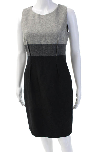 Paule Ka Women Sheath Dress Gray Wool Sleeveless Knee-Length Size 38