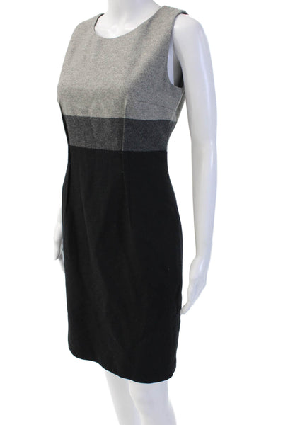 Paule Ka Women Sheath Dress Gray Wool Sleeveless Knee-Length Size 38