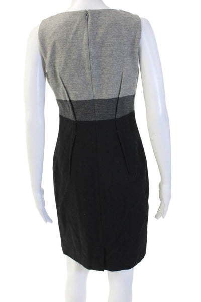 Paule Ka Women Sheath Dress Gray Wool Sleeveless Knee-Length Size 38