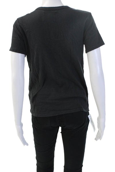Citizens of Humanity Women Black Cotton V-Neck T-Shirt Short Sleeve Size XS