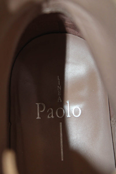 Paolo Womens Round Toe Zip Lined Wedge Heel Booties Brown Size 9