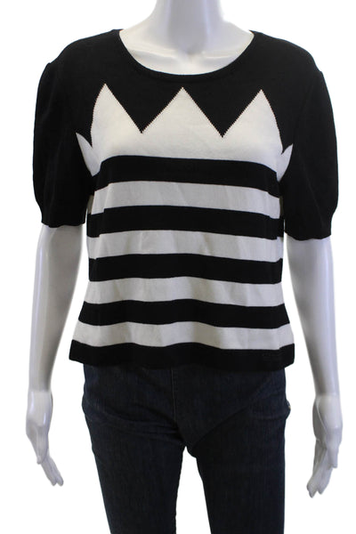St. John Sport By Marie Gray Women Black Geometric Short Sleeve Tee Size S