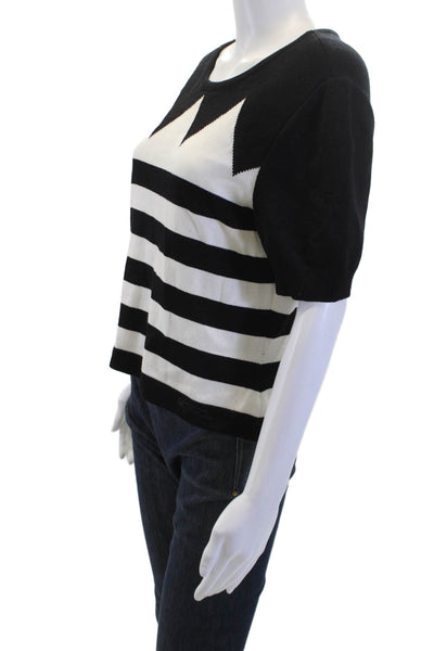 St. John Sport By Marie Gray Women Black Geometric Short Sleeve Tee Size S