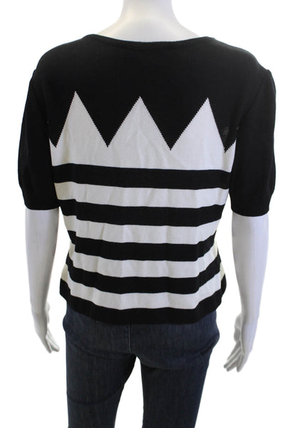 St. John Sport By Marie Gray Women Black Geometric Short Sleeve Tee Size S