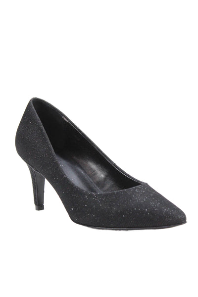 Vaneli Womens Pointed Toe Slip On Sparkly Heel Pumps Black Size 6.5
