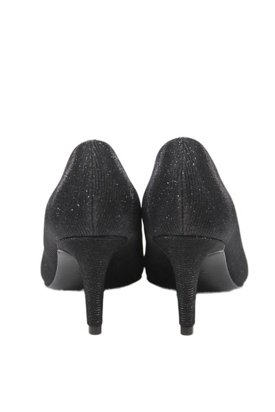 Vaneli Womens Pointed Toe Slip On Sparkly Heel Pumps Black Size 6.5