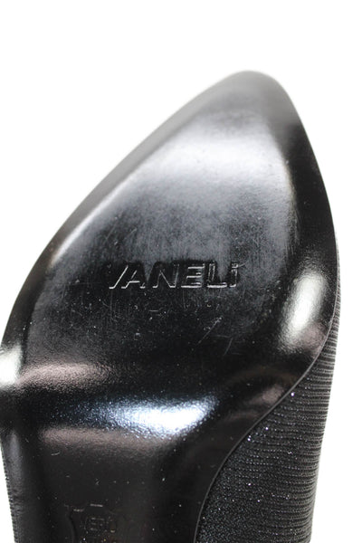 Vaneli Womens Pointed Toe Slip On Sparkly Heel Pumps Black Size 6.5