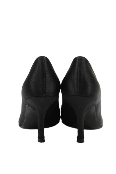 Oscar de la Renta Womens Open Toe Rhinestone Heels Black Size 6.5