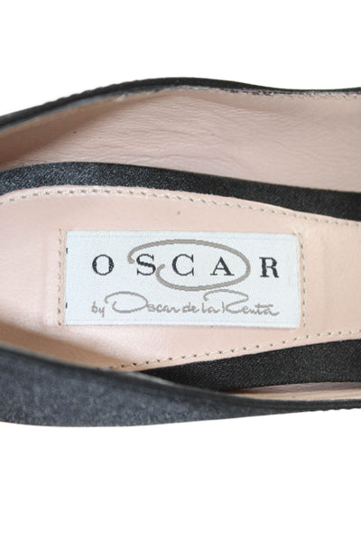 Oscar de la Renta Womens Open Toe Rhinestone Heels Black Size 6.5