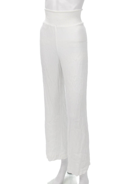 DKNY Women White Cotton Blend Solid Beach Pants Size L