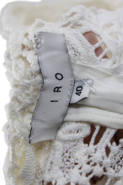IRO Women Shift Mini Dress White Cotton Round Neck Short Sleeve Size 40