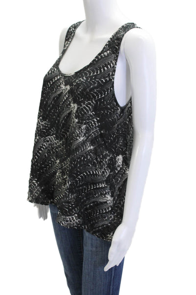Joie Women Basic Silk Animal Print Round Neck Tank Black Size M