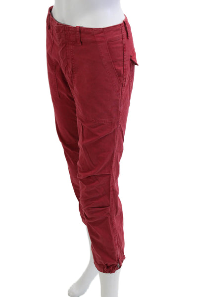 Nili Lotan Womens Red Cropped Cargo Pants Button Size 0