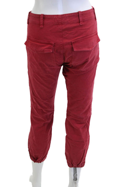 Nili Lotan Womens Red Cropped Cargo Pants Button Size 0