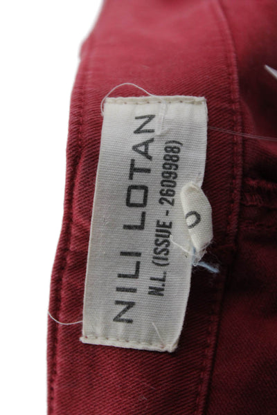 Nili Lotan Womens Red Cropped Cargo Pants Button Size 0