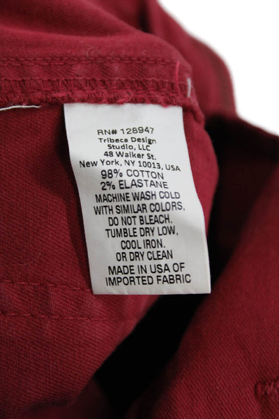 Nili Lotan Womens Red Cropped Cargo Pants Button Size 0