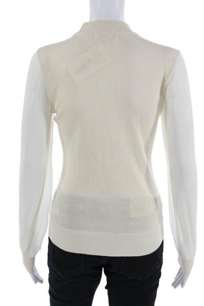 Ramy Brook Women Pullover Sweater Beige V Neck Long Sleeve Size XS