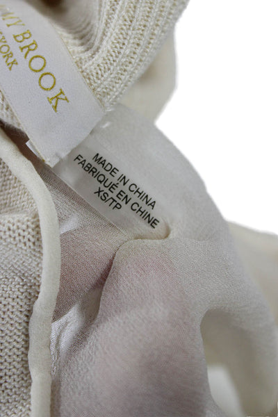 Ramy Brook Women Pullover Sweater Beige V Neck Long Sleeve Size XS