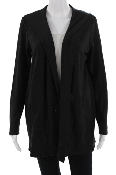 Monrow Womens Wrap Hoodie Black Long Sleeve Rayon Cotton Spandex Size XS