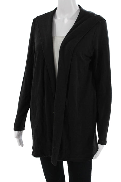 Monrow Womens Wrap Hoodie Black Long Sleeve Rayon Cotton Spandex Size XS