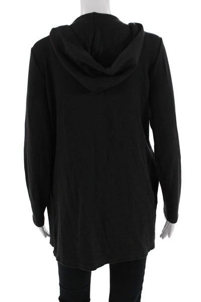 Monrow Womens Wrap Hoodie Black Long Sleeve Rayon Cotton Spandex Size XS