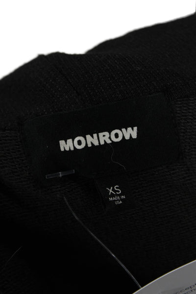 Monrow Womens Wrap Hoodie Black Long Sleeve Rayon Cotton Spandex Size XS