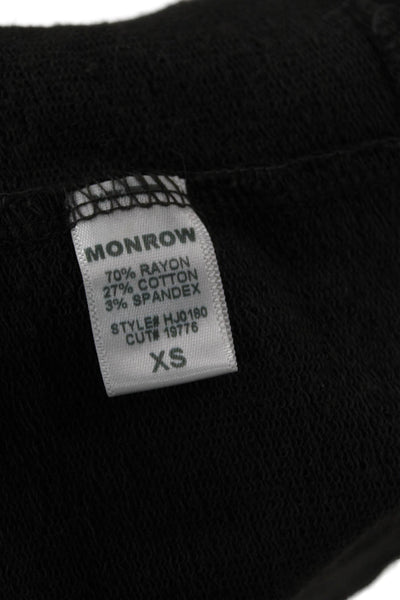 Monrow Womens Wrap Hoodie Black Long Sleeve Rayon Cotton Spandex Size XS