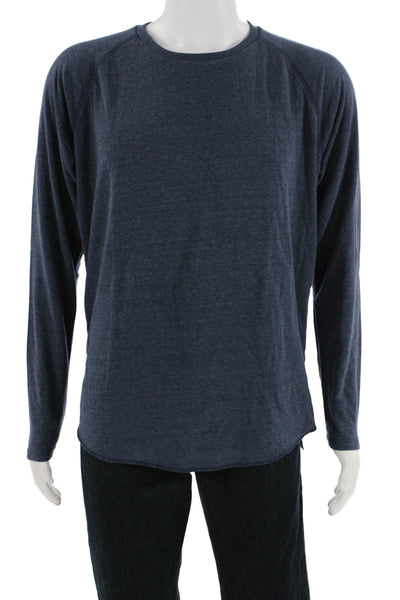 Marine Layer Mens Dark Blue Solid Crew Neck Long Sleeve T Shirt Size L