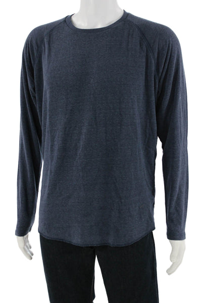 Marine Layer Mens Dark Blue Solid Crew Neck Long Sleeve T Shirt Size L