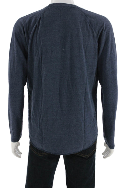 Marine Layer Mens Dark Blue Solid Crew Neck Long Sleeve T Shirt Size L