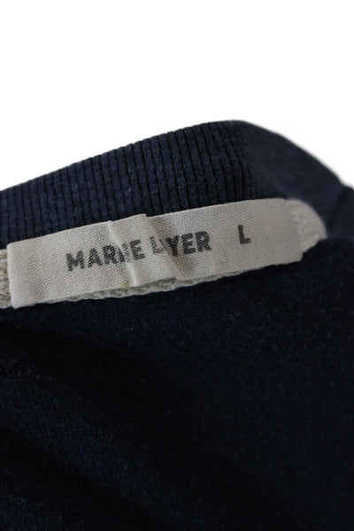 Marine Layer Mens Dark Blue Solid Crew Neck Long Sleeve T Shirt Size L