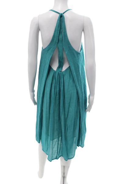 Karen Zambos Women Blue Cotton Sleeveless Kaftan Asym Hem Beach Size 0P