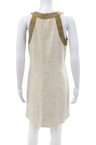 Trina Turk Womens Shift Dress Beige 100% Silk Sleeveless Knee Length Size 6