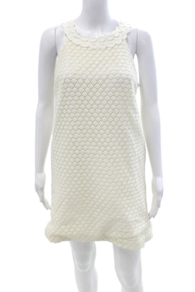 Tibi Womens Shift Dress White Cotton Sleeveless Knee Length Zip Size 6