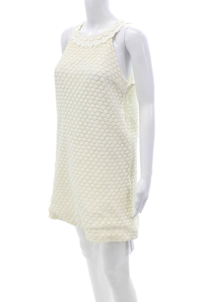 Tibi Womens Shift Dress White Cotton Sleeveless Knee Length Zip Size 6