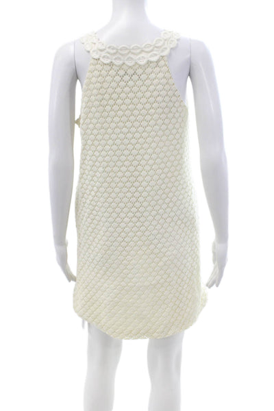 Tibi Womens Shift Dress White Cotton Sleeveless Knee Length Zip Size 6