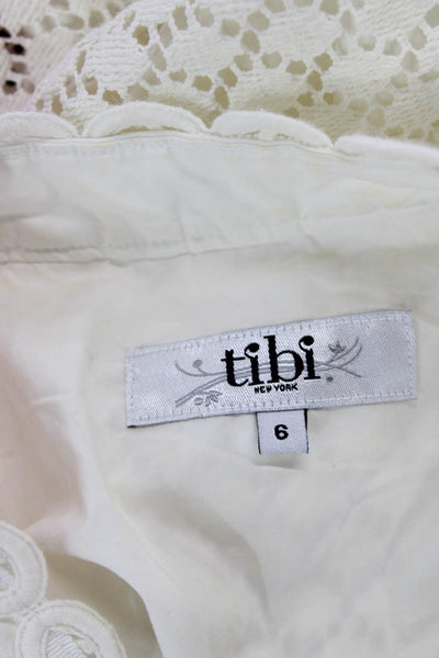 Tibi Womens Shift Dress White Cotton Sleeveless Knee Length Zip Size 6