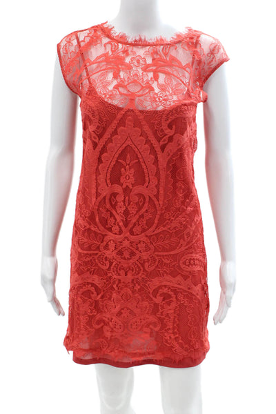 Artelier Nicole Miller Womens Red Sheath Dress Short Sleeve Knee Length Size 0P