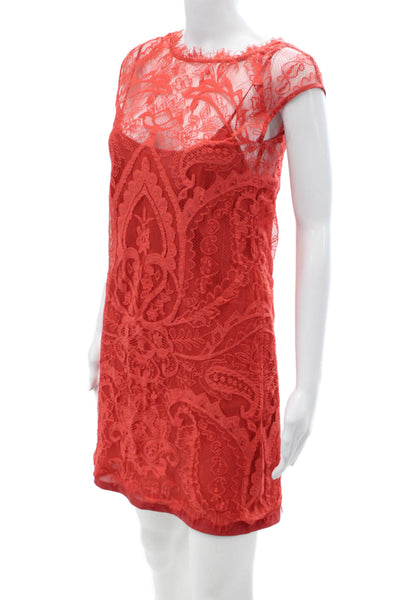 Artelier Nicole Miller Womens Red Sheath Dress Short Sleeve Knee Length Size 0P