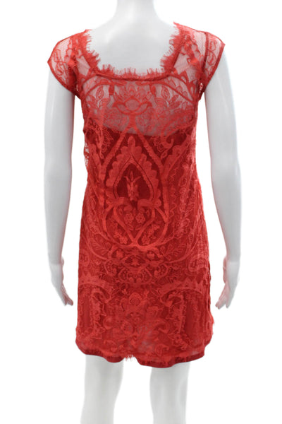 Artelier Nicole Miller Womens Red Sheath Dress Short Sleeve Knee Length Size 0P