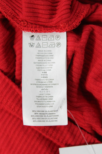 Michael Michael Kors Women Basic Red T-Shirt Long Sleeve Round Neck Size M