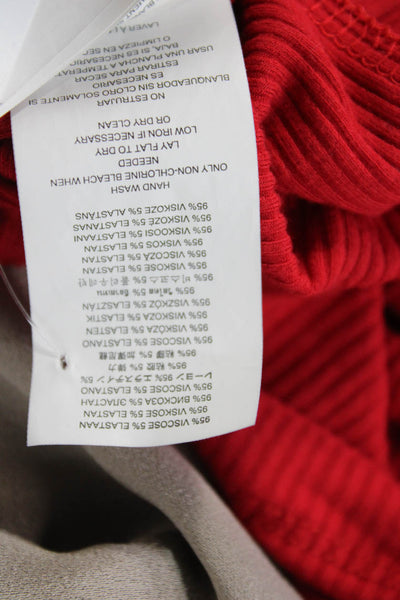 Michael Michael Kors Women Basic Red T-Shirt Long Sleeve Round Neck Size M