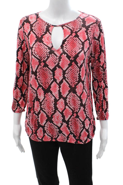 Michael Michael Kors Womens Black Animal Print Tunic Blouse 3/4 Sleeve Size S