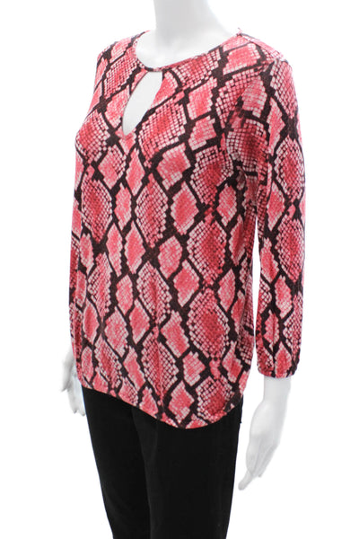 Michael Michael Kors Womens Black Animal Print Tunic Blouse 3/4 Sleeve Size S