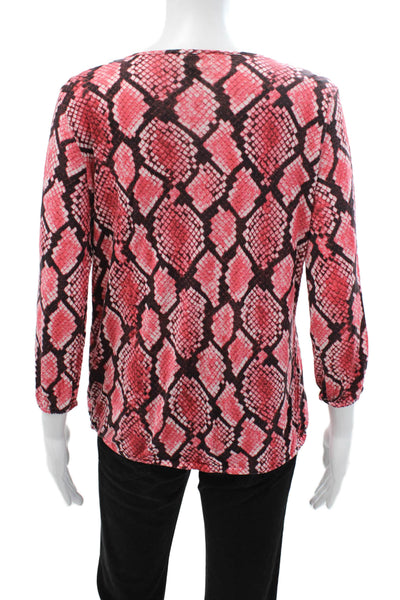 Michael Michael Kors Womens Black Animal Print Tunic Blouse 3/4 Sleeve Size S