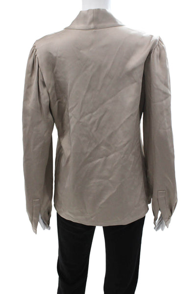 Michael Kors Women Beige V-Neck Long Sleeve Blouse Size 6