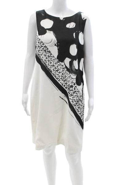 Piazza Sempione Women Shift Dress Black Sleeveless Knee Length Size 44