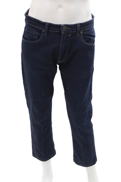Paige Mens Cropped Straight Dark Blue Jeans Size 33